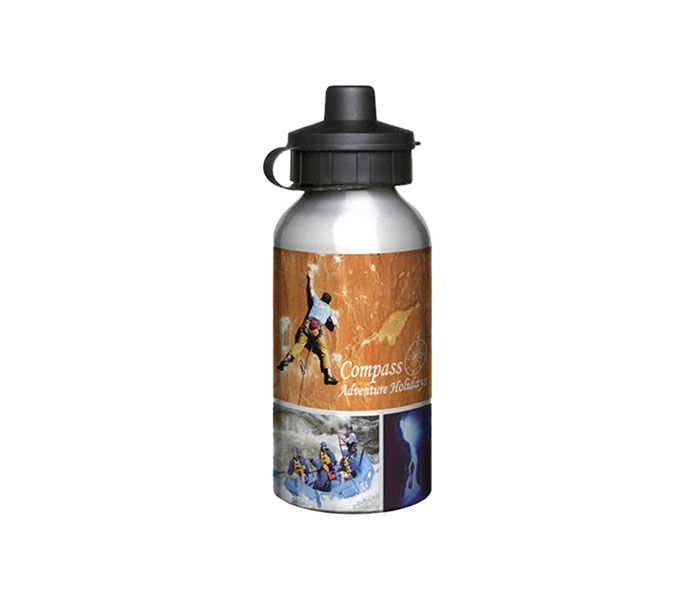 400ml Full Colour Aluminium Sports Bottle - Silver