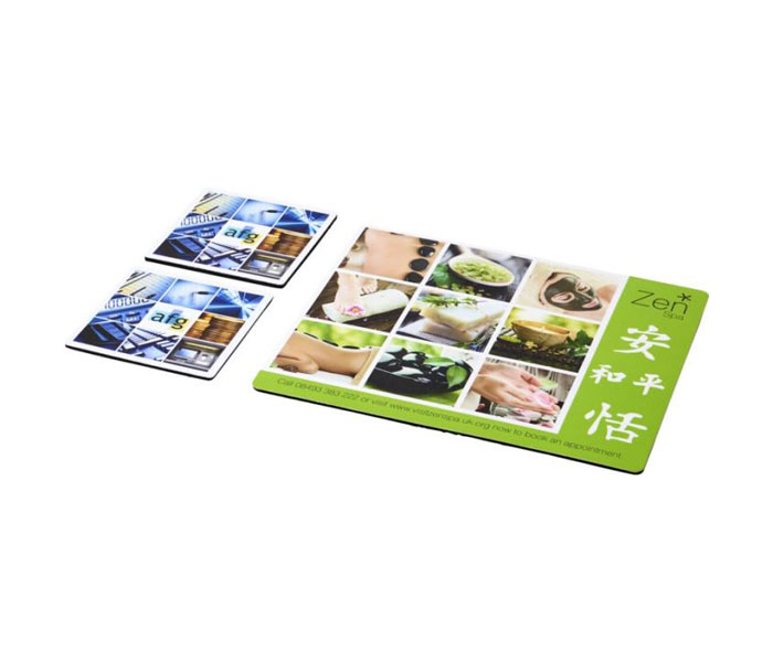 Q-Mat Mouse Mat Set - Rectangular Mouse Mat & Square Coasters